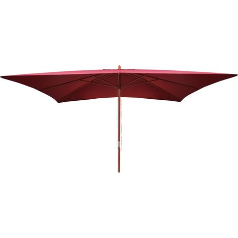 Ombrellone da giardino 3x4m rettangolare poliestere/legno 6kg bordeaux 040003825