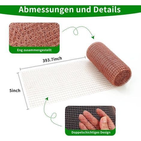 Kupfer-Schneckennetz, 127 mm x 10 m, 100 % Kupferdraht, Kupfer-Schneckenband, zum Schutz des Gartens, zur Abwehr von Ratten, Schnecken und anderen Schädlingen (1/4)