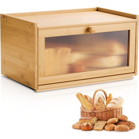 Facile à nettoyer, boîte à pain en bois naturel, grande capacité ventilée pour comptoir de cuisine (1/5)