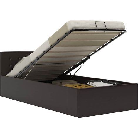 vidaXL Cama canapé hidráulica cuero sintético gris 90x200 cm (1/5)