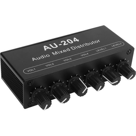 Boîtier répartiteur audio stéréo, mini préamplificateur, amplificateur de casque, 2 entrées, 4 sorties, prise jack 3,5 mm (1/5)