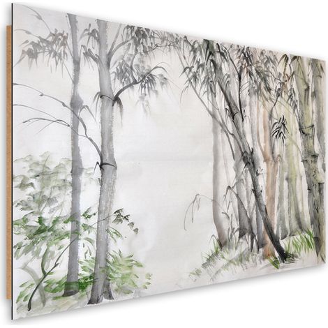 Quadro deco panel, Foresta di alberi grigi dipinti - 90x60 (1/5)