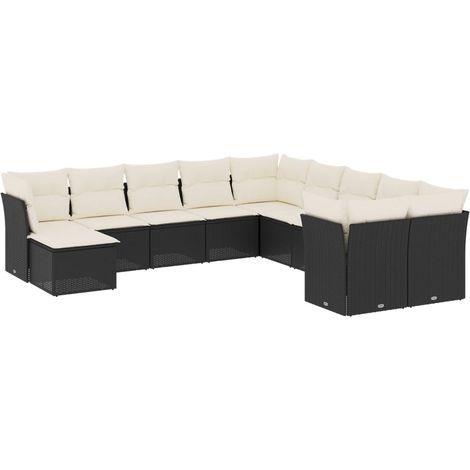 Maison Exclusive - Set de sofás de jardín 11 pzas y cojines ratán (1/5)