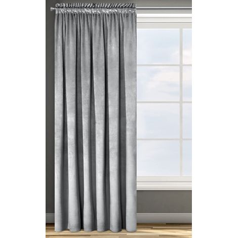 Eurofirany ROSA Tenda in Velluto con Fettuccia Arricciatenda - 1 Unità, Soffice, Pannello, Drappo Classico, Glamour, Elegante, Soggiorno, Camera da Letto, 290 g/m2, 140x270 cm, Argento (1/5)