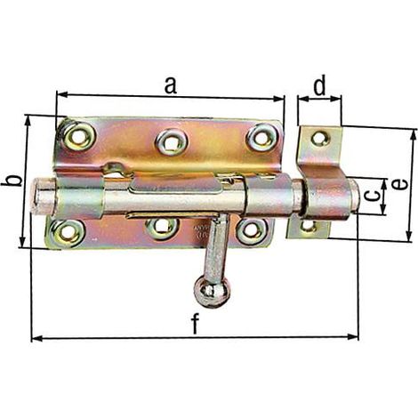 Verrou de box, porte cadenas, avec passant renforcé, 140x60mm jaune zingué