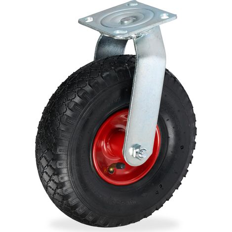 Relaxdays Ruota per Carrello Girevole 3.00-4, Rotella Mobili e Carico di Portata 120 kg, Gomma (1/5)