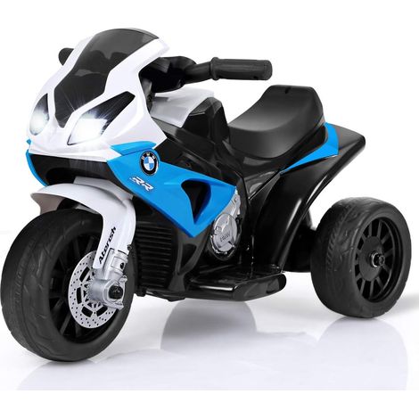 GOPLUS 6V Moto Electrique pour Enfants,Moto Police Enfants avec 3 Roues Equitation,Effets musicaux et Lumineux,Moto Vehicule, Jouet Ideal pour Les Enfants 66x37x44CM (Bleu) (1/4)
