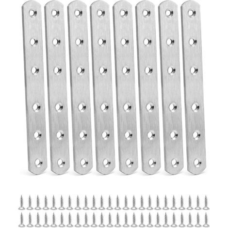 8 Pièces Pattes D'assemblage, Acier Inoxydable 160x20x3mm, Supports De Fixation Droits, Plaques Métalliques, Pour Réparation Meubles (1/5)