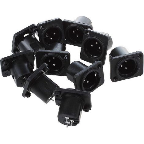 Connecteur XLR Mâle Droit à Monter sur Panneau, Lot de 10 Pièces (1/5)