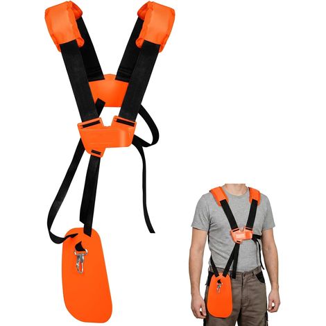 Harnais Débroussailleuse Double - 1 Pièce - Nylon Et PP - Réglable Ergonomique - Jardinage Agricole - Orange (1/5)
