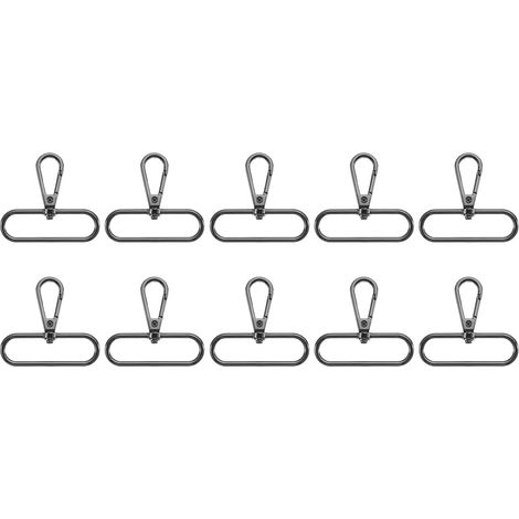 10Pcs Crochet Pivotants, Mousquetons Ovales de 2 Pouces en Métal avec Anneau en Forme de Griffe pour la Fabrication de Sacs à Main, Porte-Clés, Ceintures, Couleur Noire (1/5)