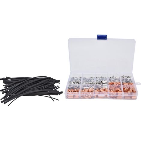 Jeu de 970 embouts de câblage tubulaires non isolés, fichettes électriques en laiton et alliage PVC pour voitures, connecteurs sertis à visser (1/5)