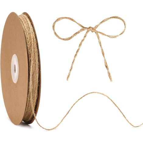 Ficelle de jute naturelle de 100 m - 2 plis - Marron - 1,5 mm - Pour bricolage, emballage cadeau, décoration de Noël, mariage, fleuristerie, jardinage et emballage (1/5)