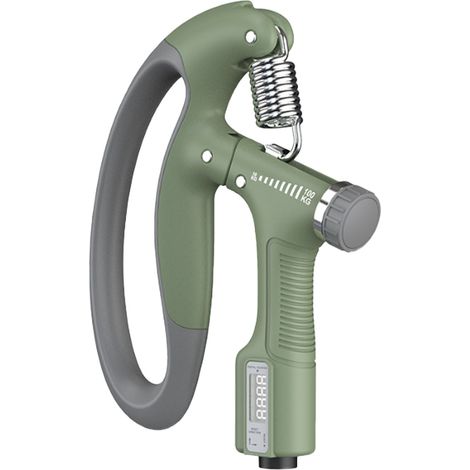 Poignée de renforcement électrique avec compteur, entraîneur de préhension 10‑100 kg réglable, extenseur de main vert (1/5)