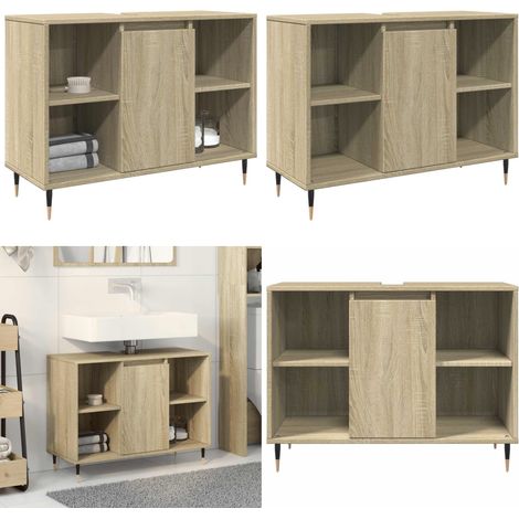 vidaXL Badschrank Sonoma-Eiche 80x33x60 cm Holzwerkstoff (1/5)