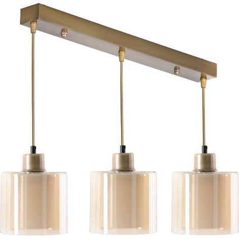 Lustre en cuivre, 55 cm de long, 14 cm de diamètre, 70 cm de hauteur 100% métal, hauteur réglable, douille E27 Design scandinave (1/3)