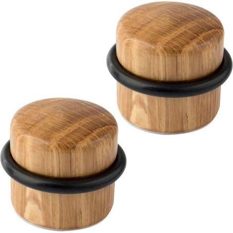 Tope de puerta de madera adhesivo – 2 piezas – Tope de puerta de suelo – Bloque de puerta de suelo – Adhesivo – Efecto roble (1/4)