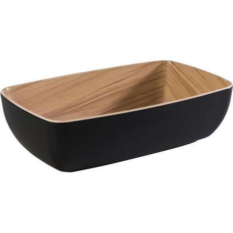 Saladier GN 1/4 - Mélamine Noir Extérieur - Intérieur Aspect Bois - Pour Cuisine Professionnelle et Maison - 1 Pièce