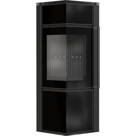 Kaminofen aus Stahl KRATKI TORA/S 8 kW Ø 150 Schwarzes Glaspaneel schwarz Verkleidung (1/5)
