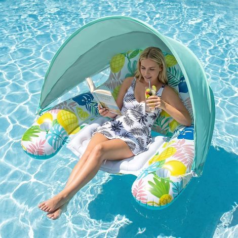 Aufblasbare Matratze, Schwimmboje für Erwachsene, Sonnenbecken, Planschbecken, Wasserhängematte, Poolsitz, Strandlounge (1/5)