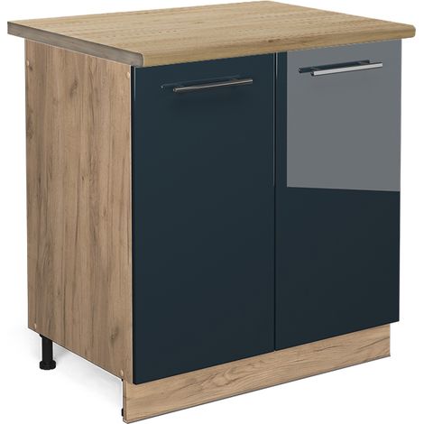 Mobile lavello cucina Fame-Line, Blu scuro lucido, 80 cm , PL Rovere, Vicco