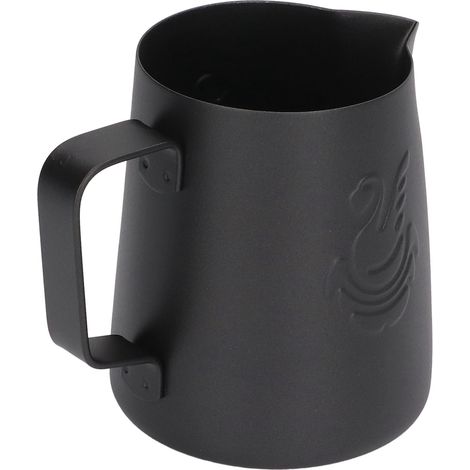 Pitcher à lait inox 230ml avec poignée inclinée pour mousse à café latte, noir (1/5)
