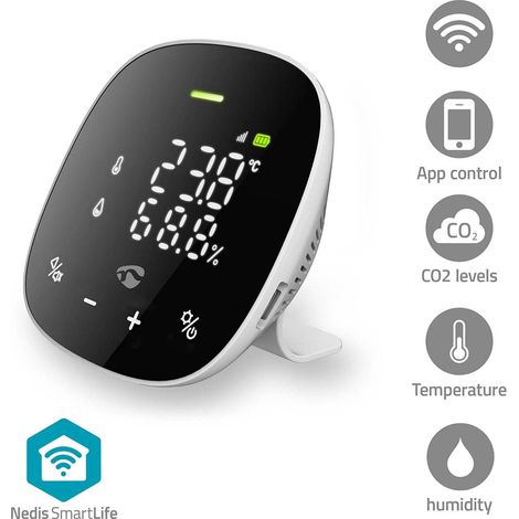 Nedis Moniteur de qualité de l'air SmartLife noir blanc (1/5)