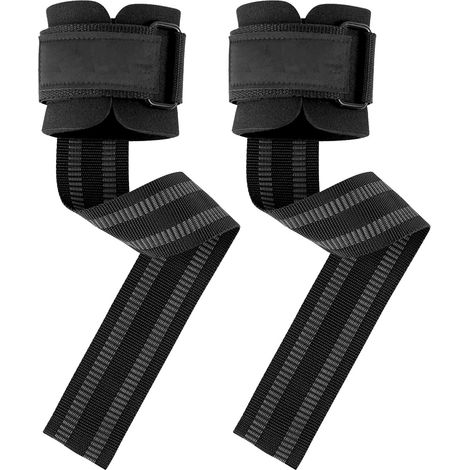 1 paire de sangles de poignet sport antidérapantes épaisses, supports de poignet pour salle de sport et haltères, taille unique noire (1/5)
