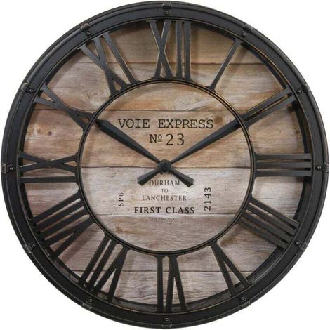 Vintage schwarze Holzwanduhr 39 cm Retro-Design