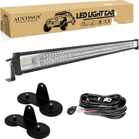 Barra de luz LED, longitud ajustable, diseño impermeable, cable de 52 pulgadas y 675 W. (1/2)