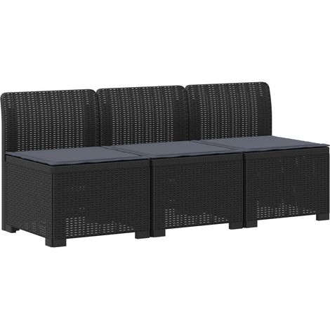 Maison Exclusive - 3-Sitzer Garten Sofa mit Kissen Rattan-Look PP (1/5)