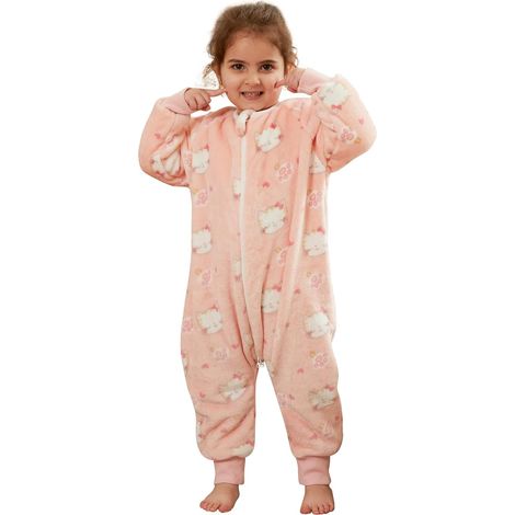 Saco de dormir para bebé con piernas – franela de invierno – manga larga – 0-6 años – pijama/saco de dormir – 100 cm (1/5)