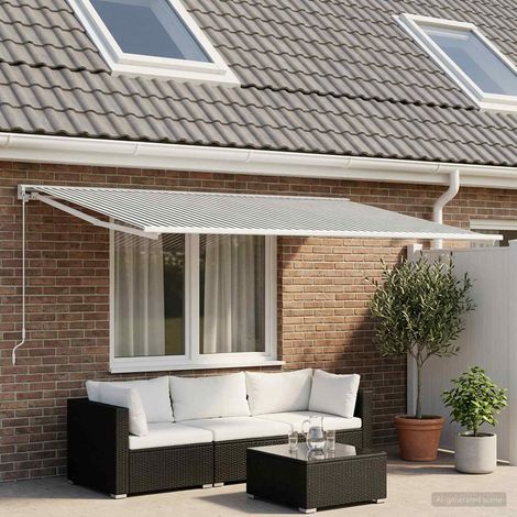 Teenpull – Markisenersatzstoff Anthrazit und Weiß 350 x 200 cm Polyester (1/5)