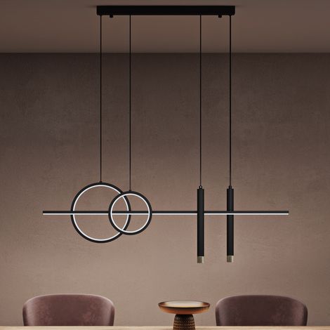 Pendelleuchte 100cm LED Hängelampe Linear design 3000K/4000K/6000K Verstellbares Kabel 38W Schwarz Hängeleuchte für Esszimmer Wohnzimmer Schlafzimmer