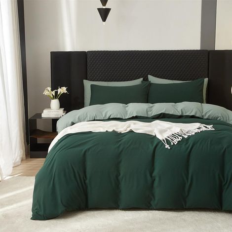 Bettwäsche-Set 155x220 cm Baumwolle Wendbar ÖKO-TEX Grün