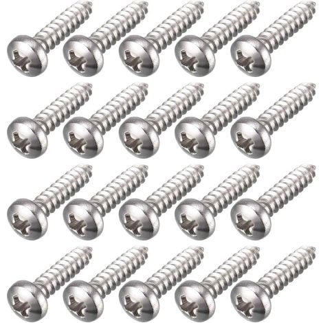 Vis Autotaraudeuse Ronde En Acier Inoxydable 304 - M5x20 mm - Pour Bois Métal Plastique - Lot De 50 Pièces (1/5)