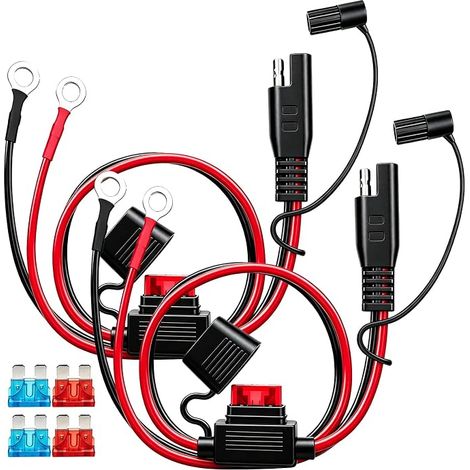 Connecteur SAE Chargeur Batterie Moto Câble de Charge SAE Connecteur Chargeur avec Fusible Câble d'extension pour Tracteurs Voiture Batterie Moto (1/5)