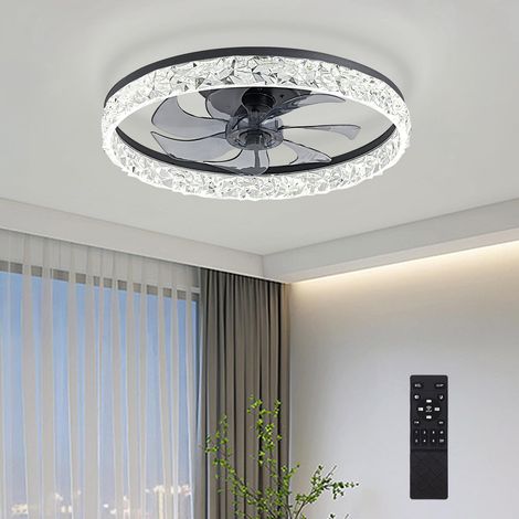 Ventilatore da soffitto reversibile con luce e telecomando, ventilatore da soffitto dimmerabile a LED 3000K-6000K, 6 velocità del vento e funzione timer, ventilatore da soffitto silenzioso nero [Energ
