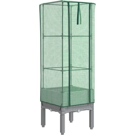 Maison Exclusive - Hochbeet mit Gewächshaus-Aufsatz Rattan-Optik