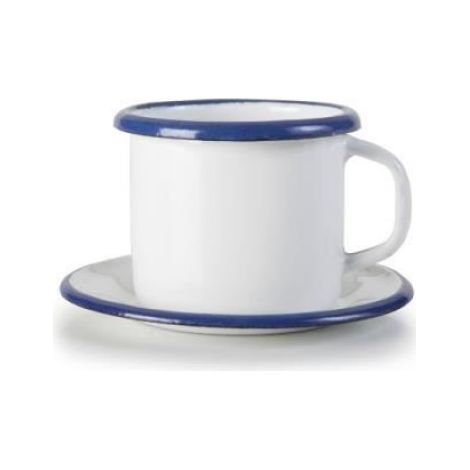 903000 Gobelet avec Assiette, INOX, Blanc/Bleu, 9 x 5 x 5 cm