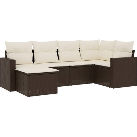 Maison Exclusive - Set Divano da Giardino 6 pz con Cuscini Marrone in Polyrattan (1/3)
