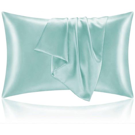 Filiyano – oreiller - lot x1 – Taie d'oreiller - lot x1 - Imitation soie - Polyester - Vert clair - 51 x 76 cm - Fermeture éclair - Lavable en machine (1/5)