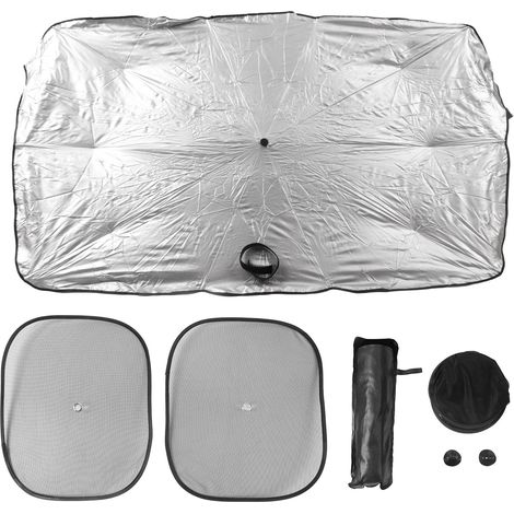 Parapluie pare-soleil argenté petite taille pour voiture, protection UV anti-chaleur, écran de fenêtre réfléchissant, couverture résistante, ombrelle compacte (1/5)