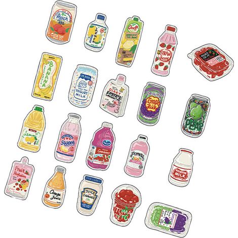 40 autocollants alimentaires mignons DIY pour planner journalier, étiquettes, scrapbooking, gourdes, ordinateur portable, téléphone, guitare, valise, boissons (1/5)