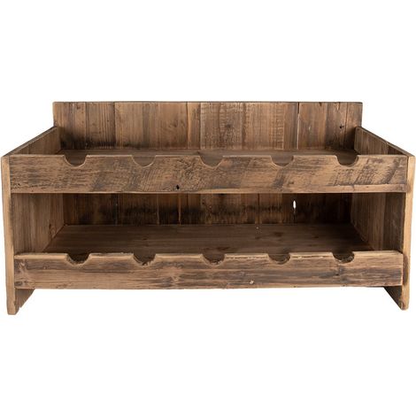 Porte-bouteilles en bois rustique marron casier de rangement pour 10 bouteilles 65 x 28 x 33 cm - PANGIVO (1/4)