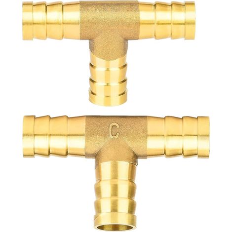 T-tuyau connecteur 10mm T pièce en laiton air comprimé raccord de tuyau 3 voies T-pièce pour tuyau d'air comprimé 2 pièces (1/5)
