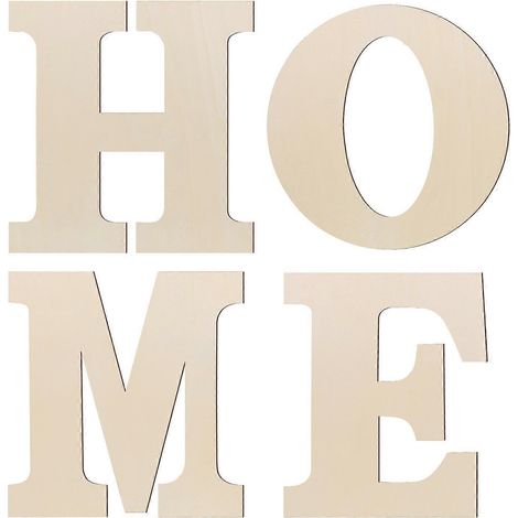 Décoration murale pour la maison avec lettres découpées en bois, 30 x 29,5 x 0,3 cm, couleur kaki, style moderne, lot de 4. (1/5)