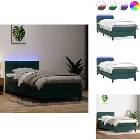 Boxspringbett mit Matratze Dunkelgrün 80x220 cm Samt - Boxspringbett - Boxspringbetten - Bett - Schlafzimmermöbel (1/5)