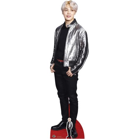 Figurine en carton Park Ji-min (Jimin) - veste argentée groupe Kpop BTS (kpop) -Haut 174cm (1/5)