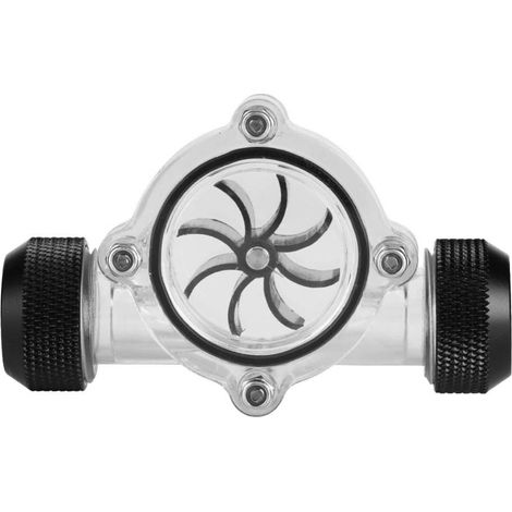 Indicador de Flujo de Agua G1/4" para PC, Medidor de Flujo de Enfriamiento de Mujer A Mujer para Computadora Sistema de Enfriamiento de Agua 8 Impulsores (Negro) (1/5)